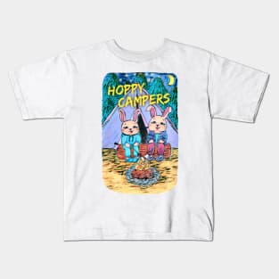 Pink Bunnies Camping, Hoppy Campers Kids T-Shirt